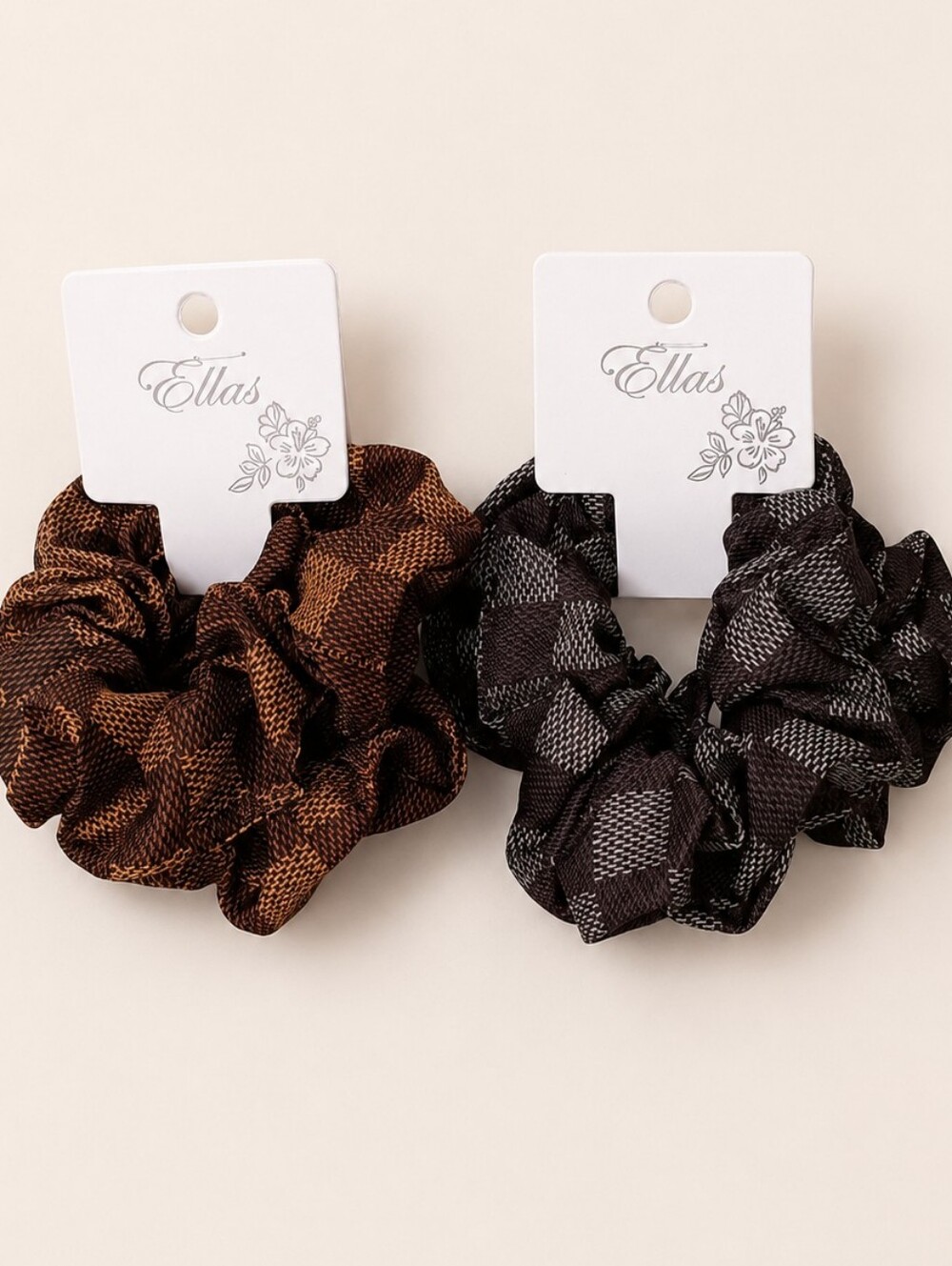 Women's Fashion Houndstooth Scrunchie Set of 4PC Hair Accessories Checkered - Picture 3 of 5